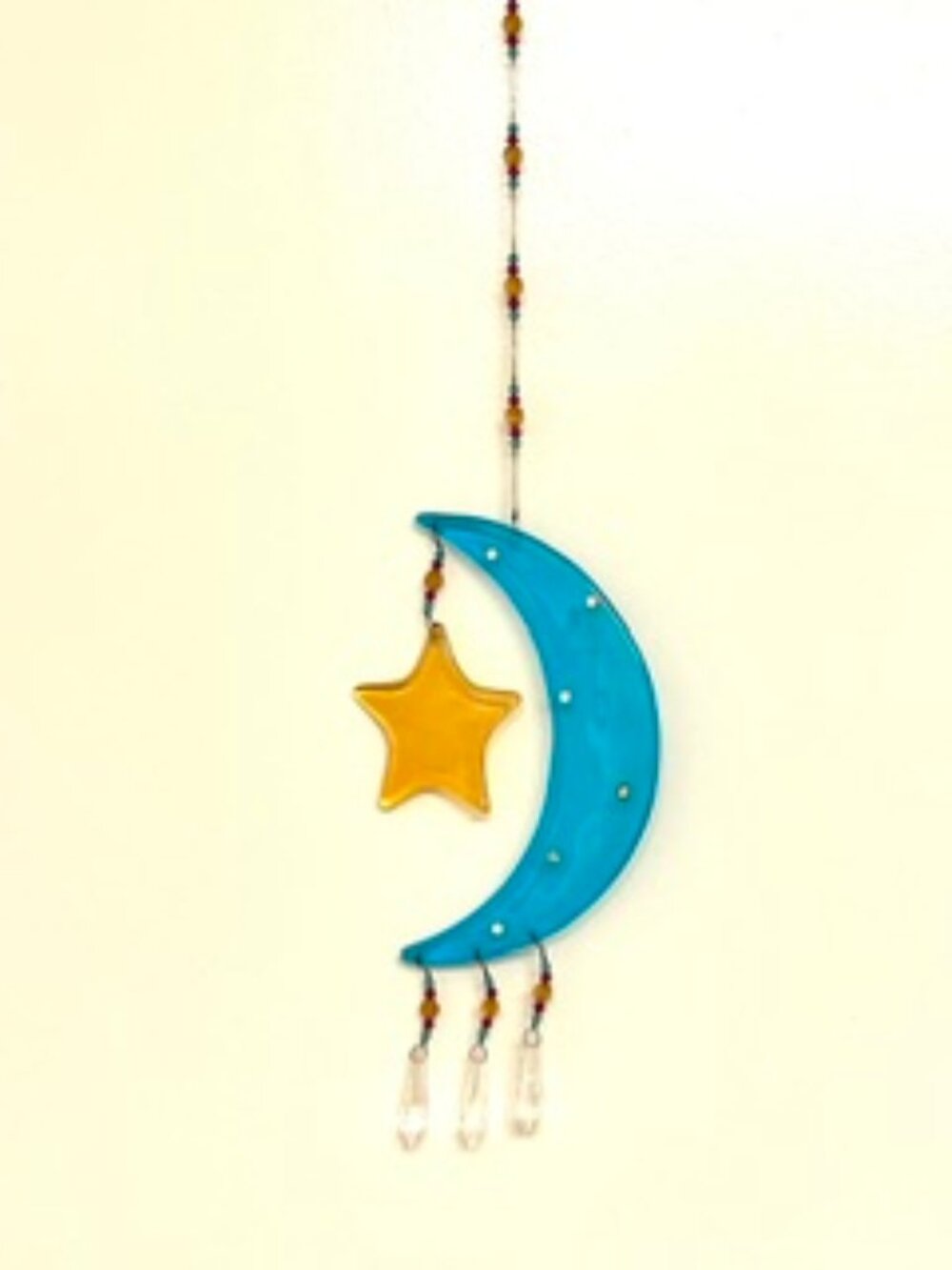 Suncatcher, crescent moon and star with dangling accents